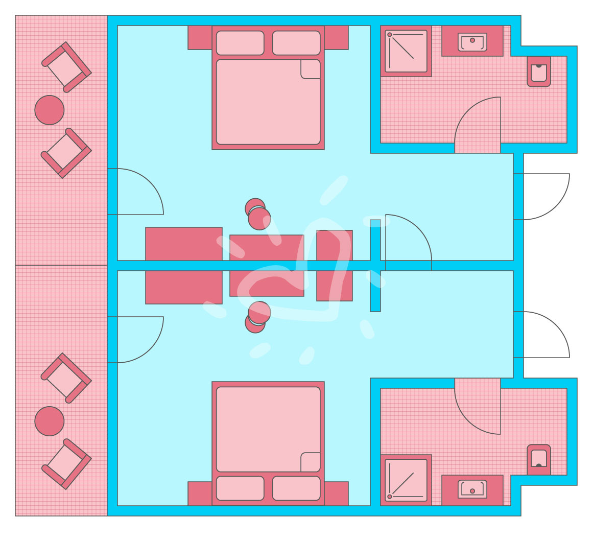 Familienzimmer mit Verbindungstür im Bungalow