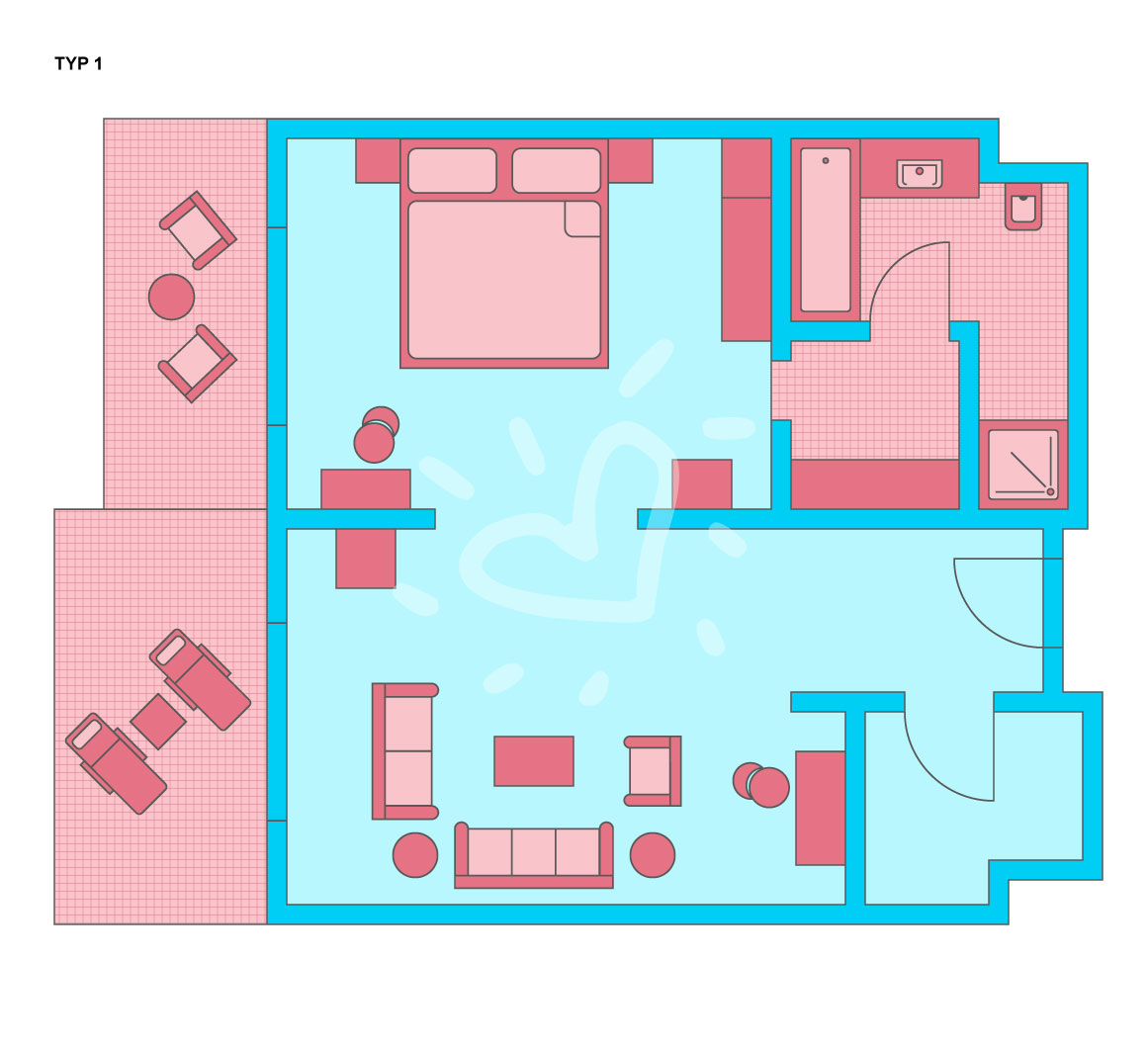 Suite im Haupthaus mit Meer-/Poolblick