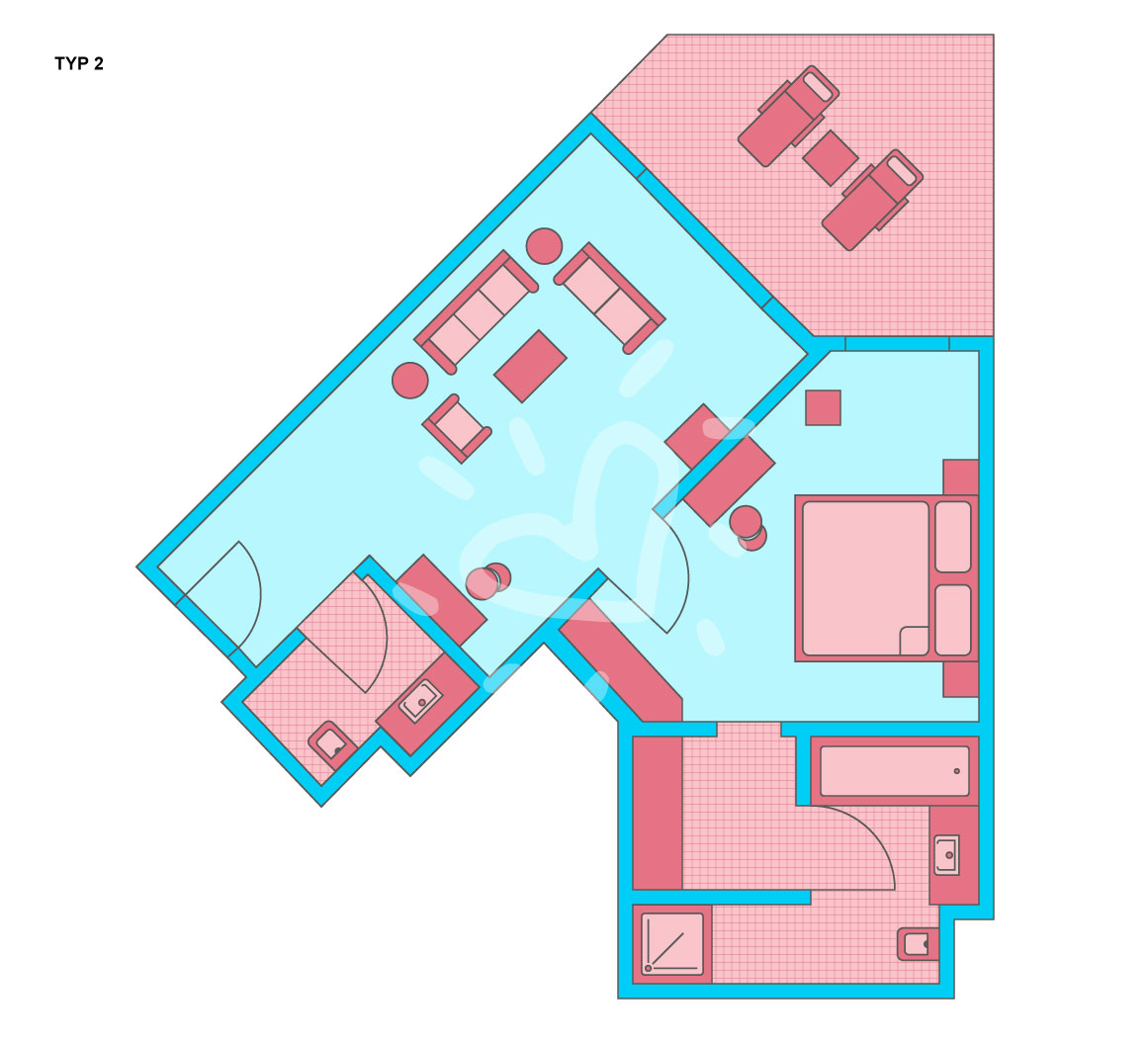 Suite im Haupthaus mit Meer-/Poolblick