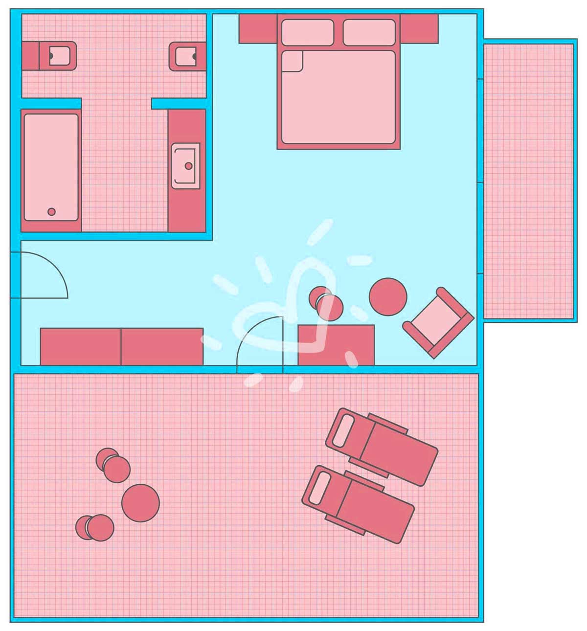 Doppelzimmer mit Dachterrasse