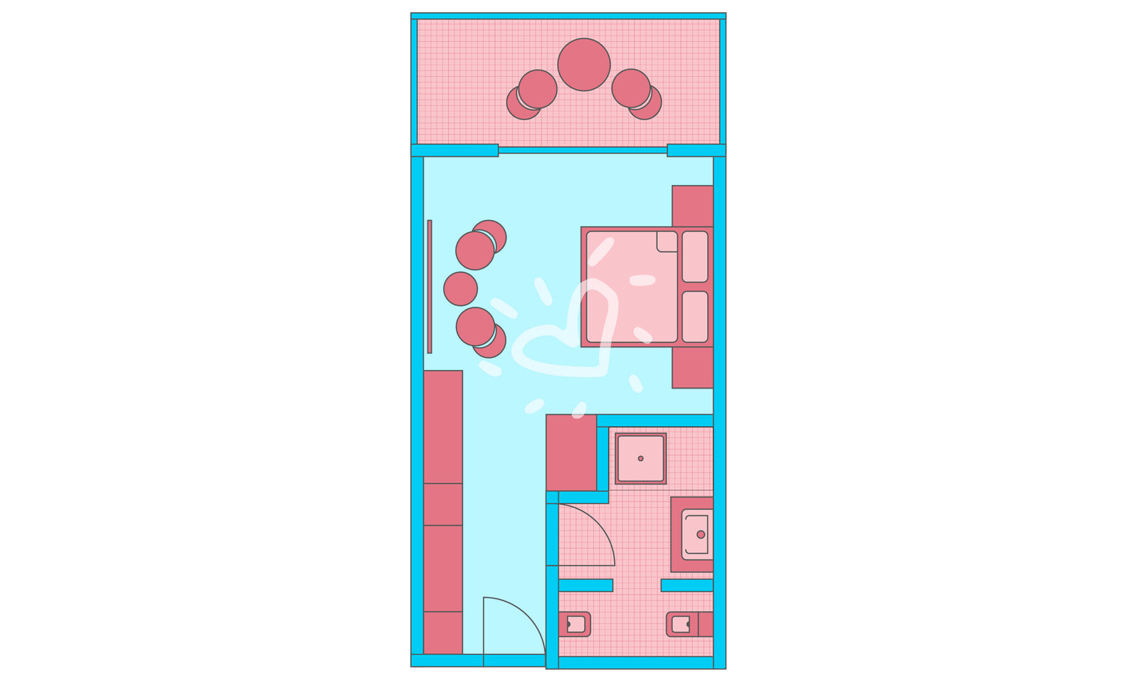 Doppelzimmer / Einzelzimmer mit Poolblick