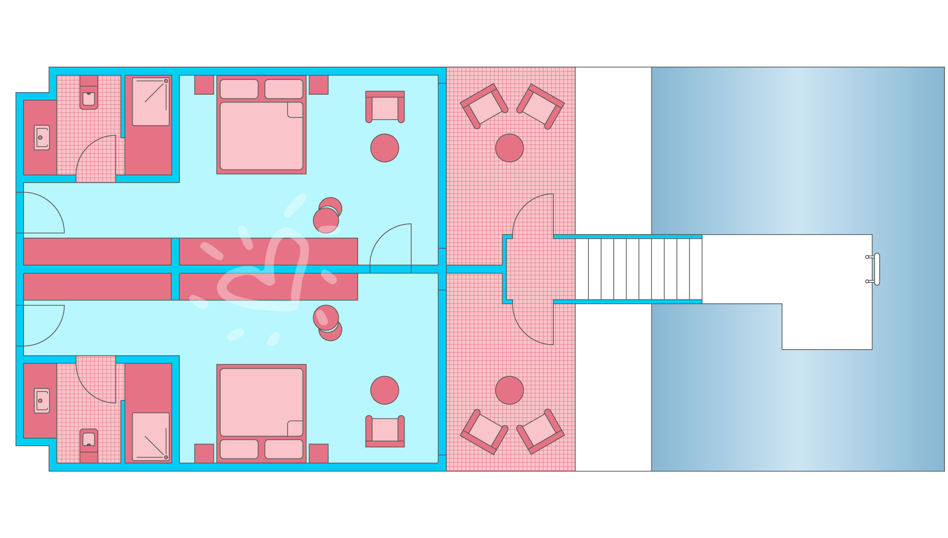 Familienzimmer mit Poolzugang und Verbindungstür