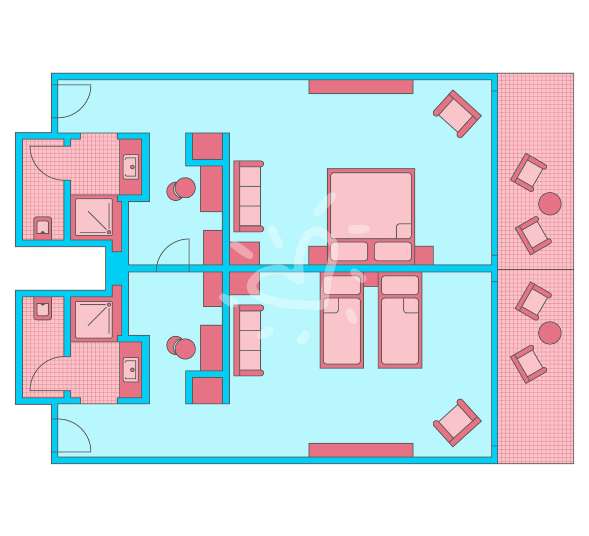 Familienzimmer mit Verbindungstür