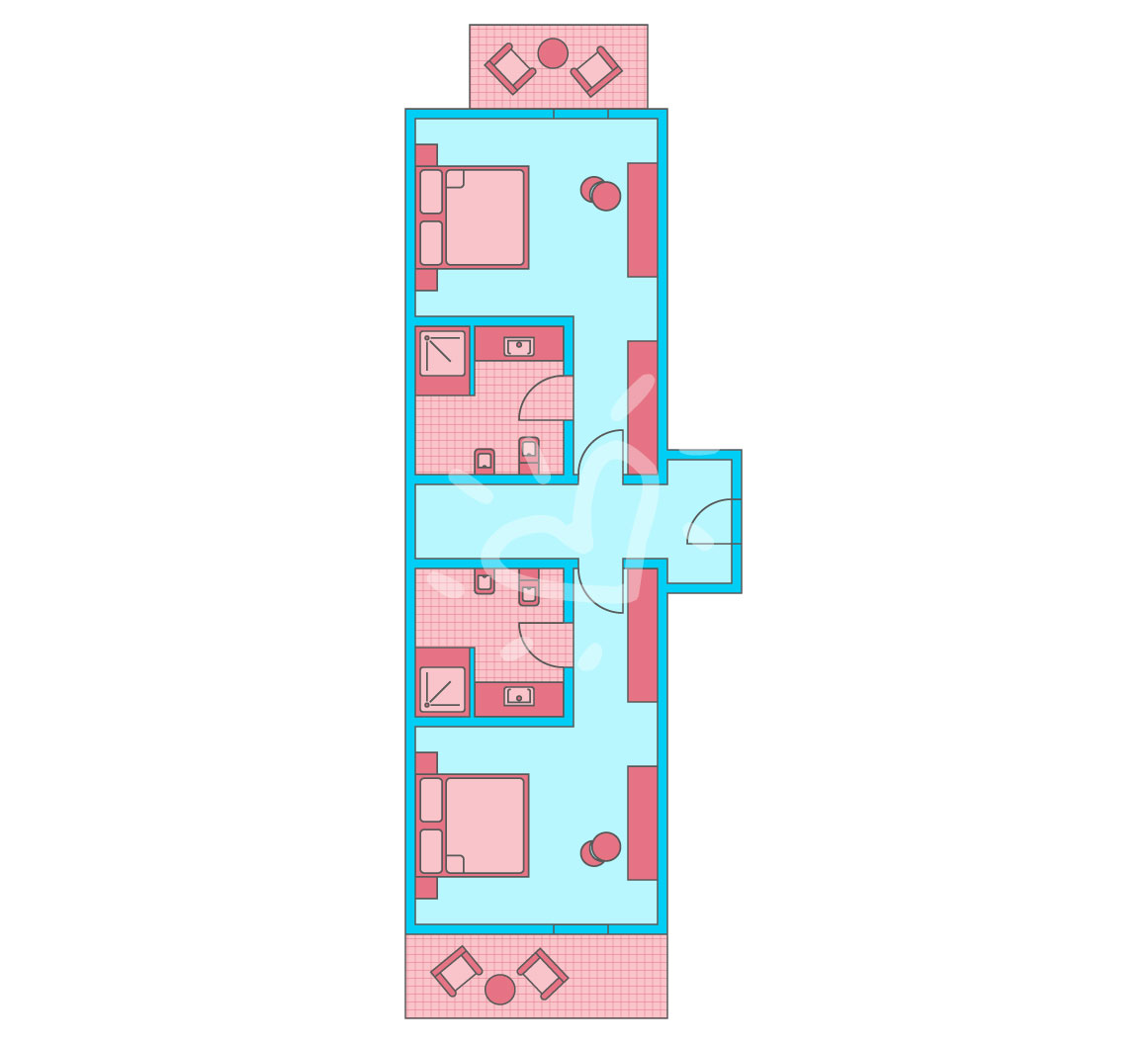 Familienzimmer mit Verbindungstür (Vorflur, 2022-2024 renoviert)