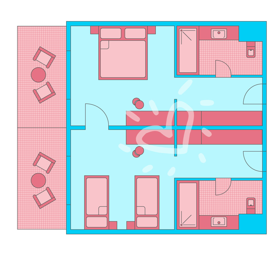 Familienzimmer: 2 Zimmer mit Verbindungstür